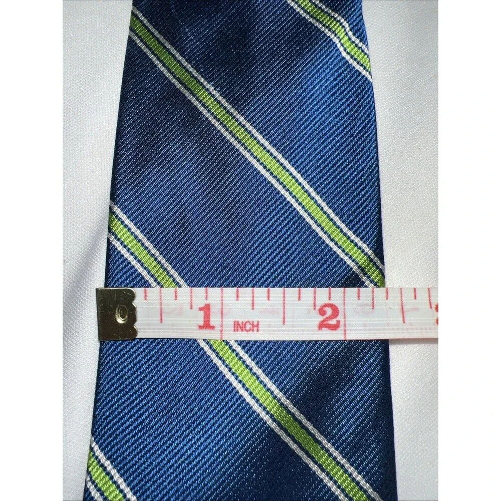 J‎ Crew Silk Ties 3 - Blue Striped & Green Medallion